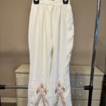 Thumbnail for Embroidered Mid-Rise Relaxed-Fit Trousers