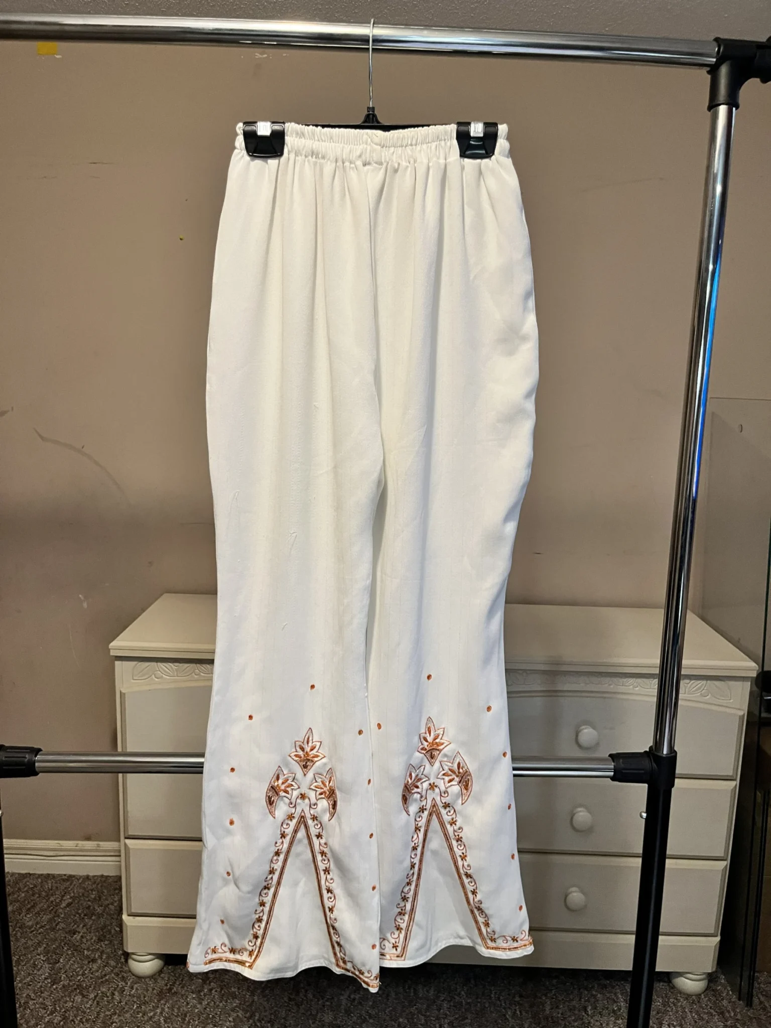 Image for Embroidered Mid-Rise Relaxed-Fit Trousers