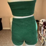 Thumbnail for 2-Piece Outfit: Ribbed Crop Bandeau Tube Top and Biker Track Shorts Set