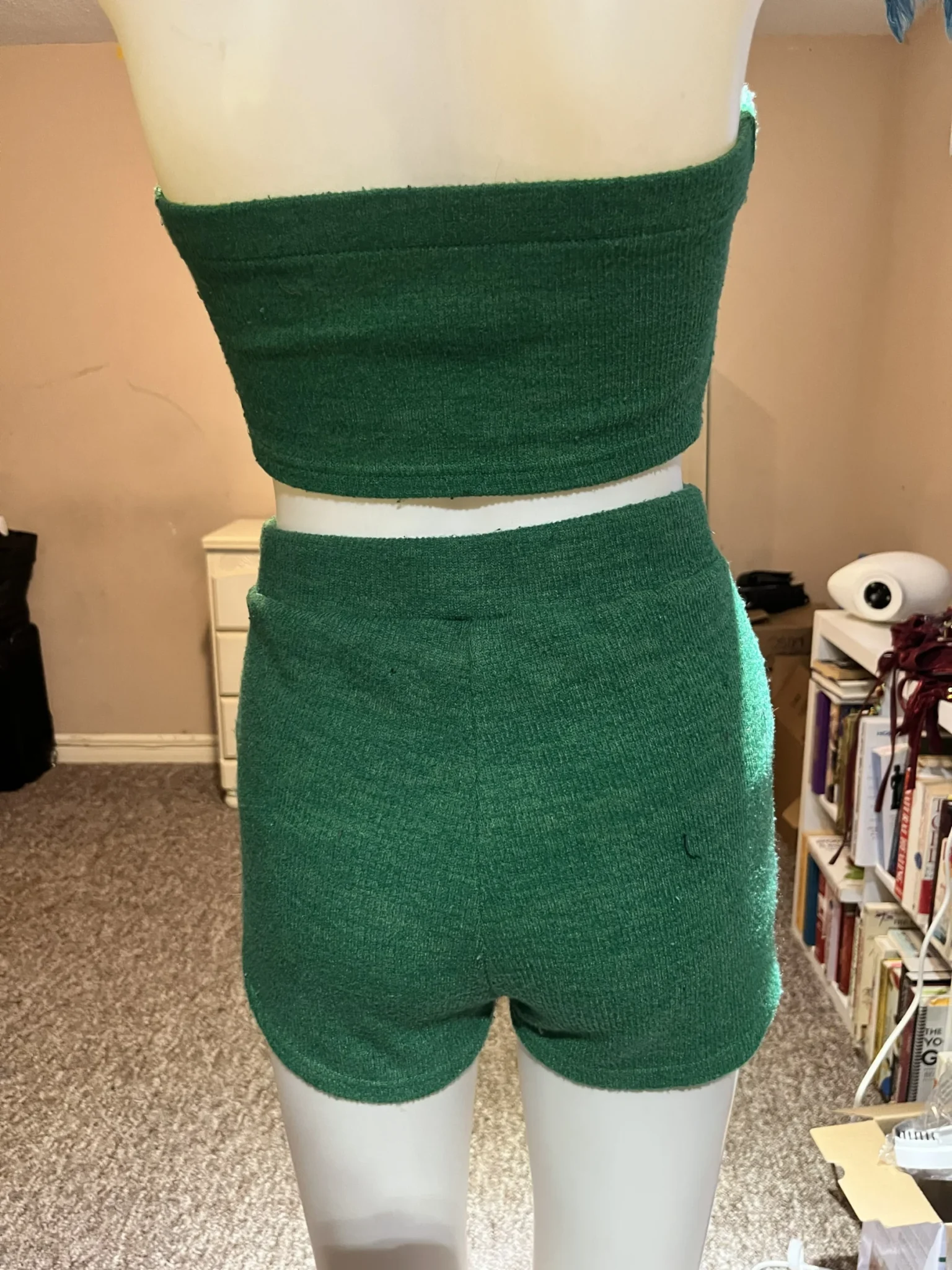 Image for 2-Piece Outfit: Ribbed Crop Bandeau Tube Top and Biker Track Shorts Set
