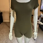 Featured thumbnail for Lettuce Trim Rib-knit Skinny Romper