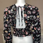 Thumbnail for long-sleeved floral crop top