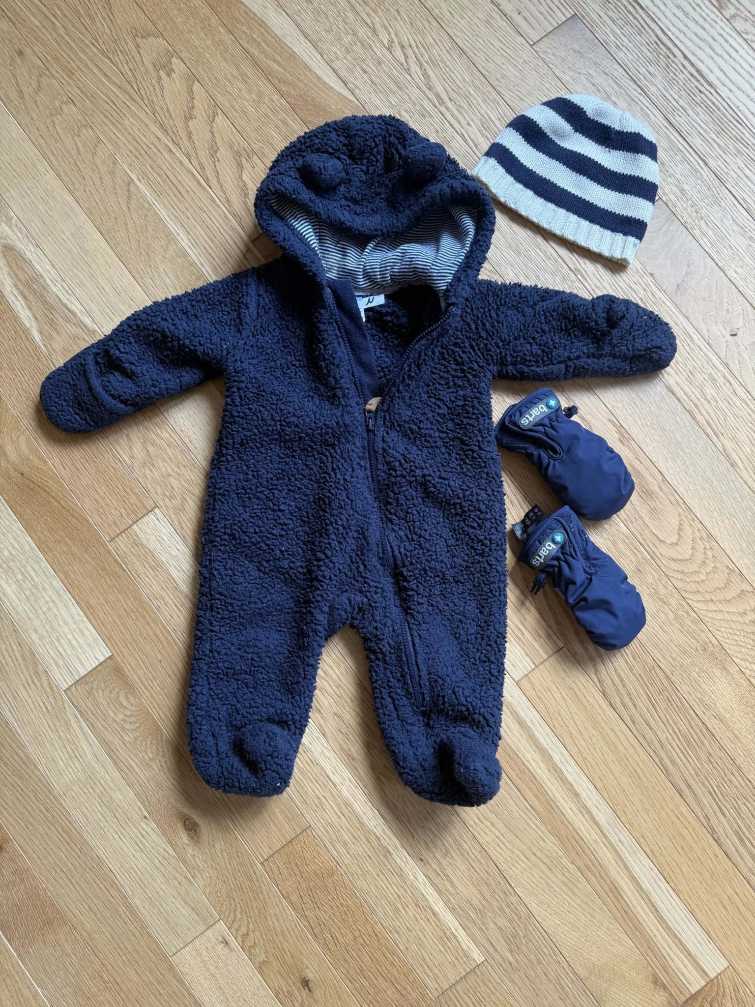 Image for 3-month-old baby fleece bear onesie