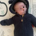 Thumbnail for 3-month-old baby fleece bear onesie