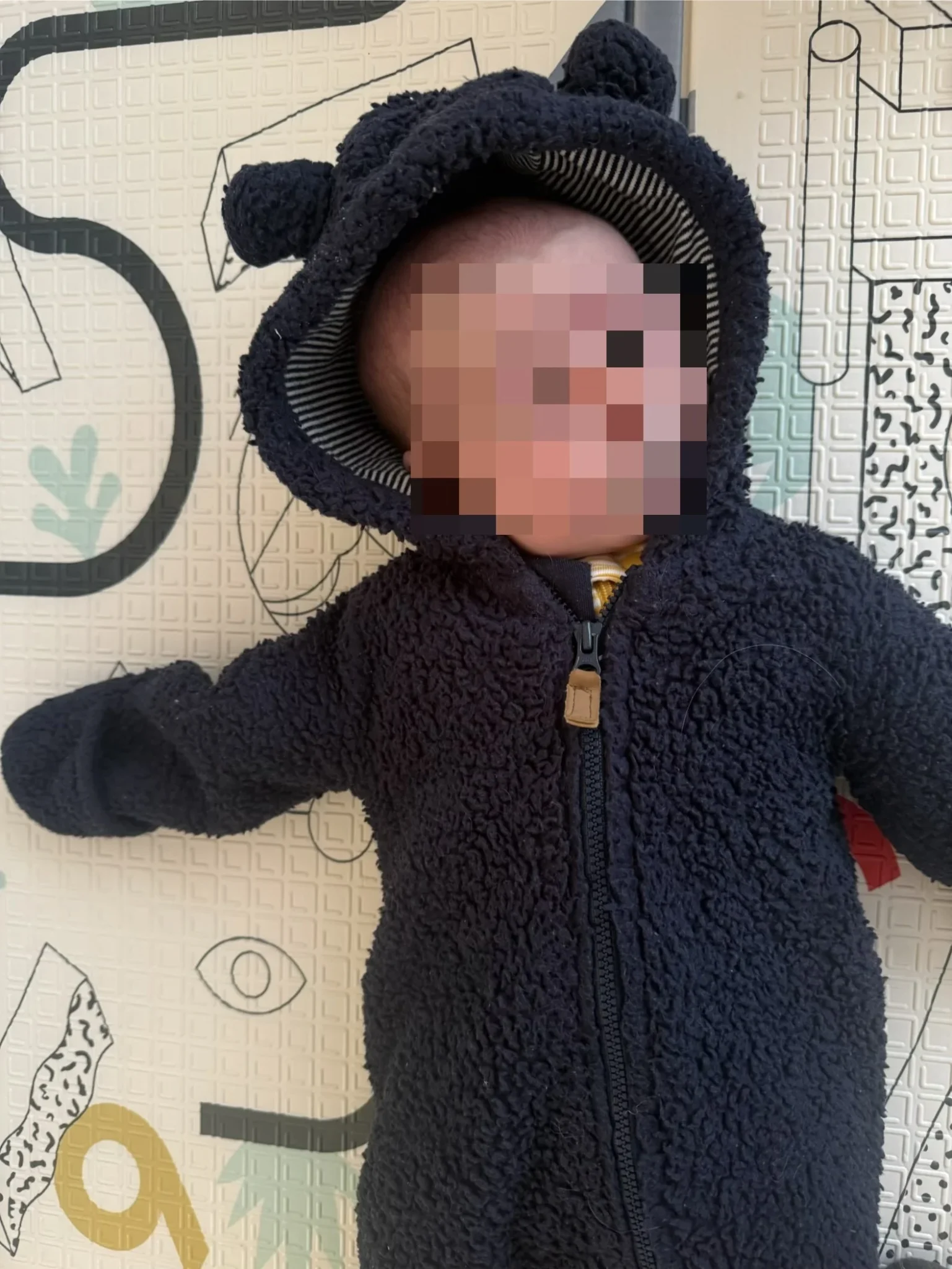 Image for 3-month-old baby fleece bear onesie