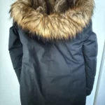 Thumbnail for navy blue coat with a fur-trimmed hood