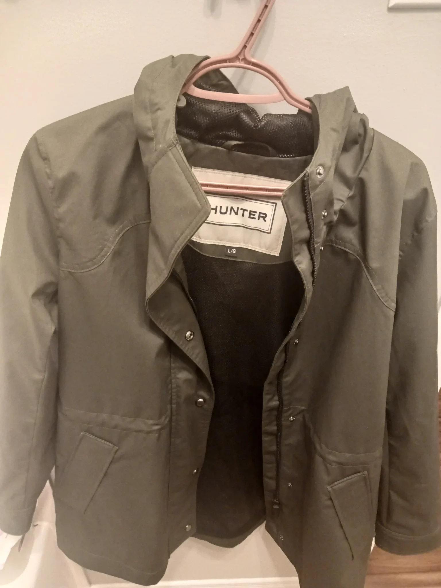 Image for Hunter khaki green raincoat, size Large, new