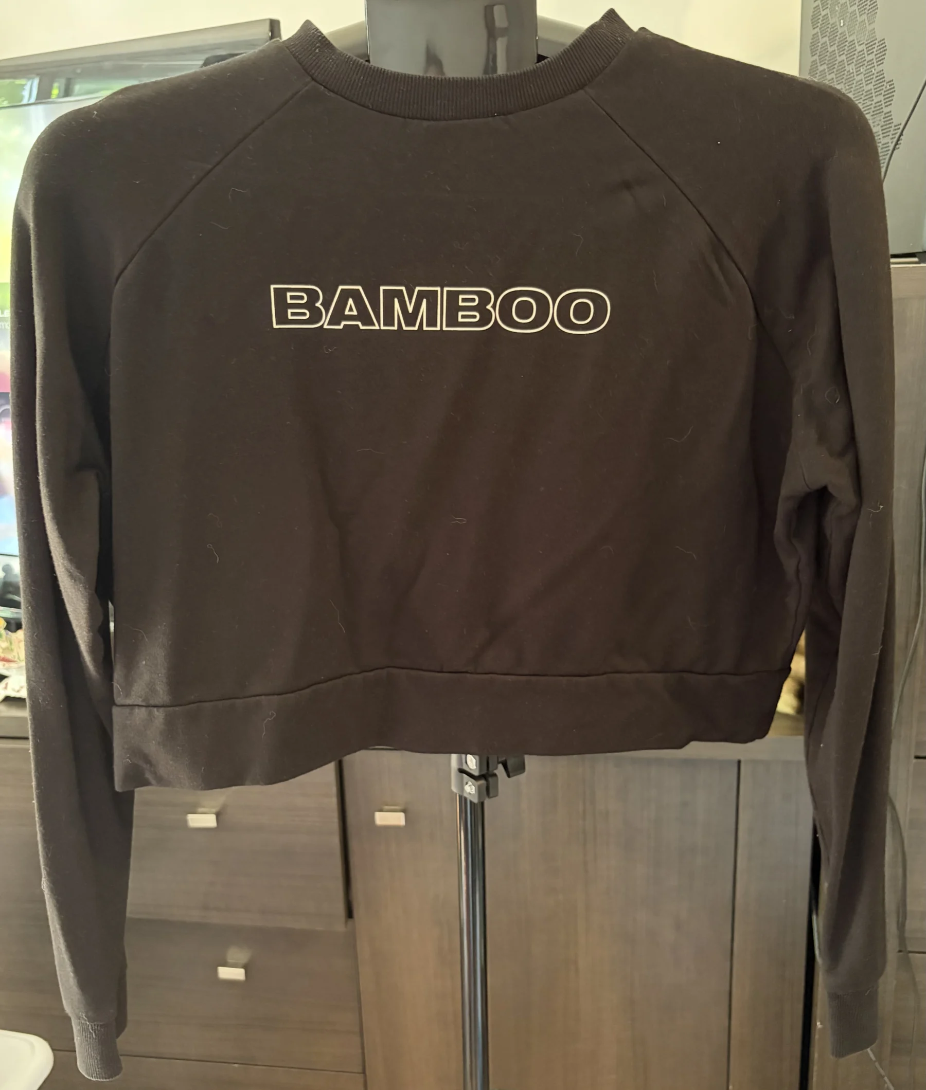 Black short-sleeved BAMBOO crew-neck top – Size XS/TP *Other seconde main