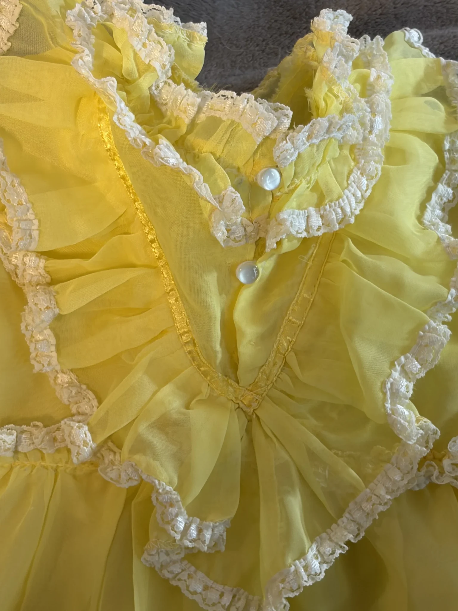 Image for Vintage Girls’ Dress from the 60s/70s in Yellow and Fuchsia – Size 18–24 months / 2T