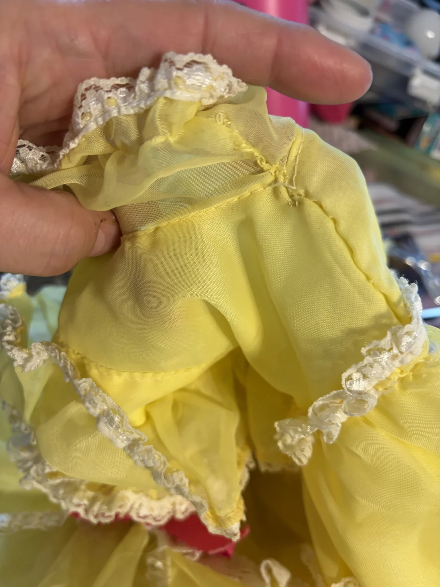 Image for Vintage Girls’ Dress from the 60s/70s in Yellow and Fuchsia – Size 18–24 months / 2T