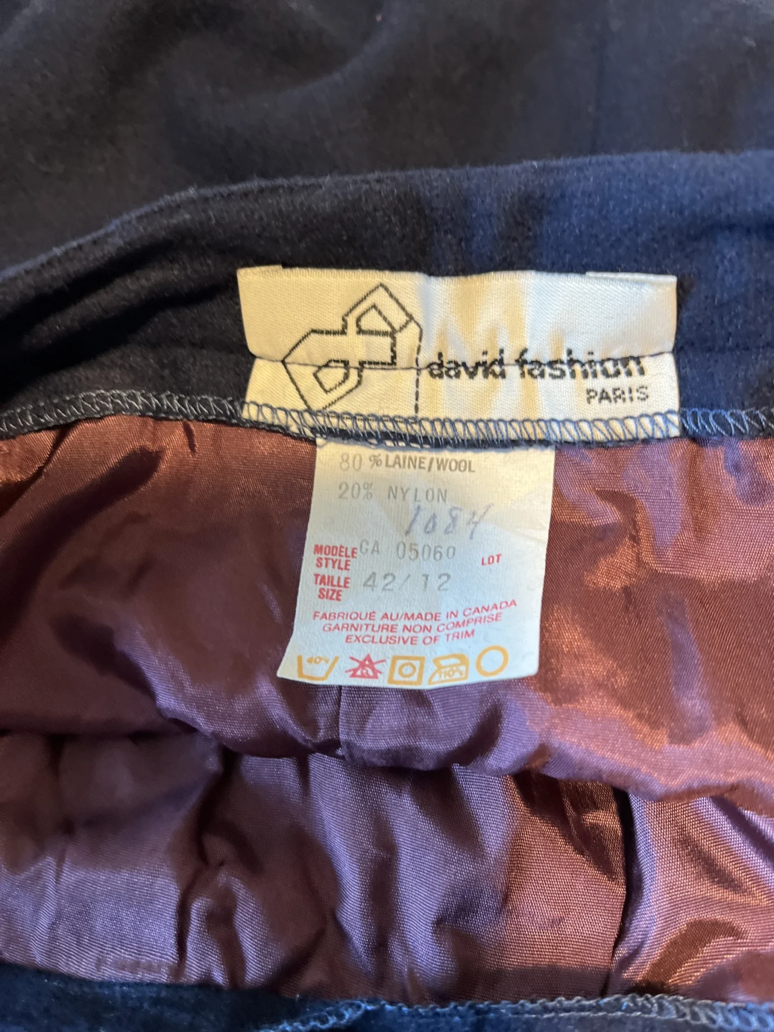 Image for Blue mid-length skirt – Size: 8–10 – 80% wool – Made in Canada – David Fashion Paris