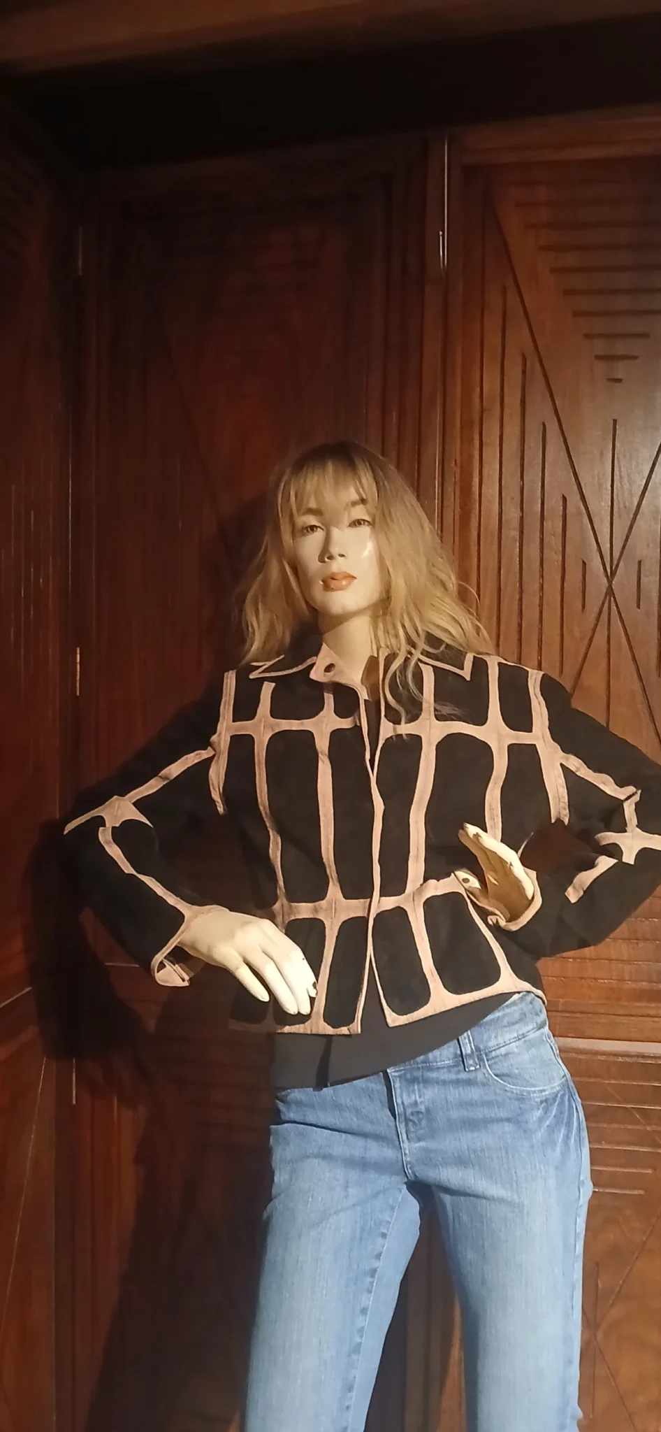 Image for Manteau  vrai suède Noir et Rose