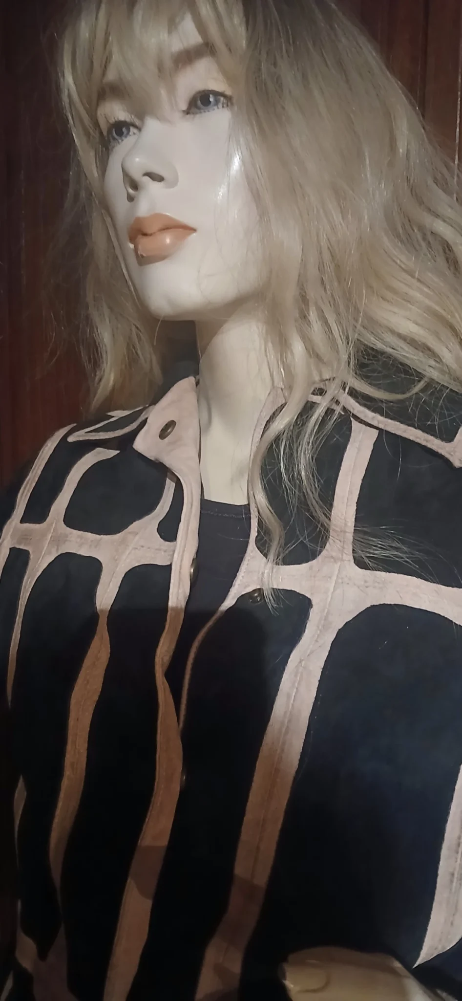 Image for Manteau  vrai suède Noir et Rose