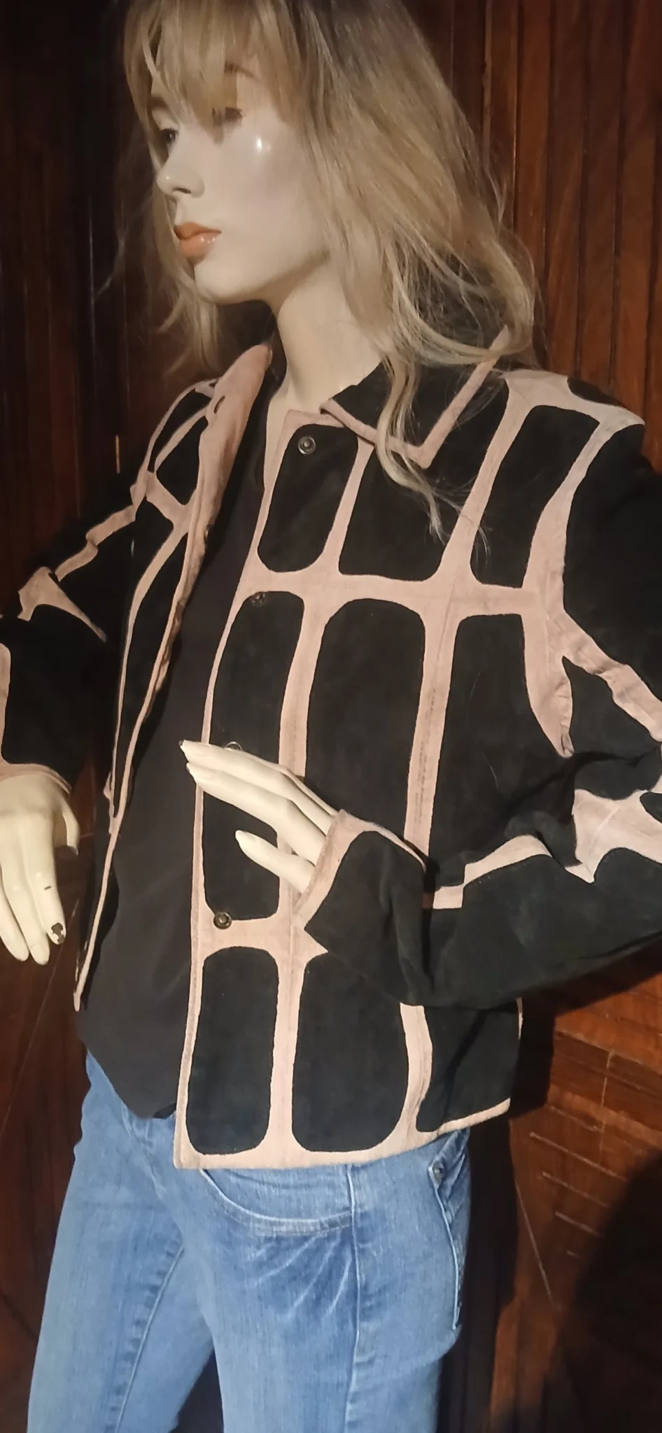 Image for Manteau  vrai suède Noir et Rose