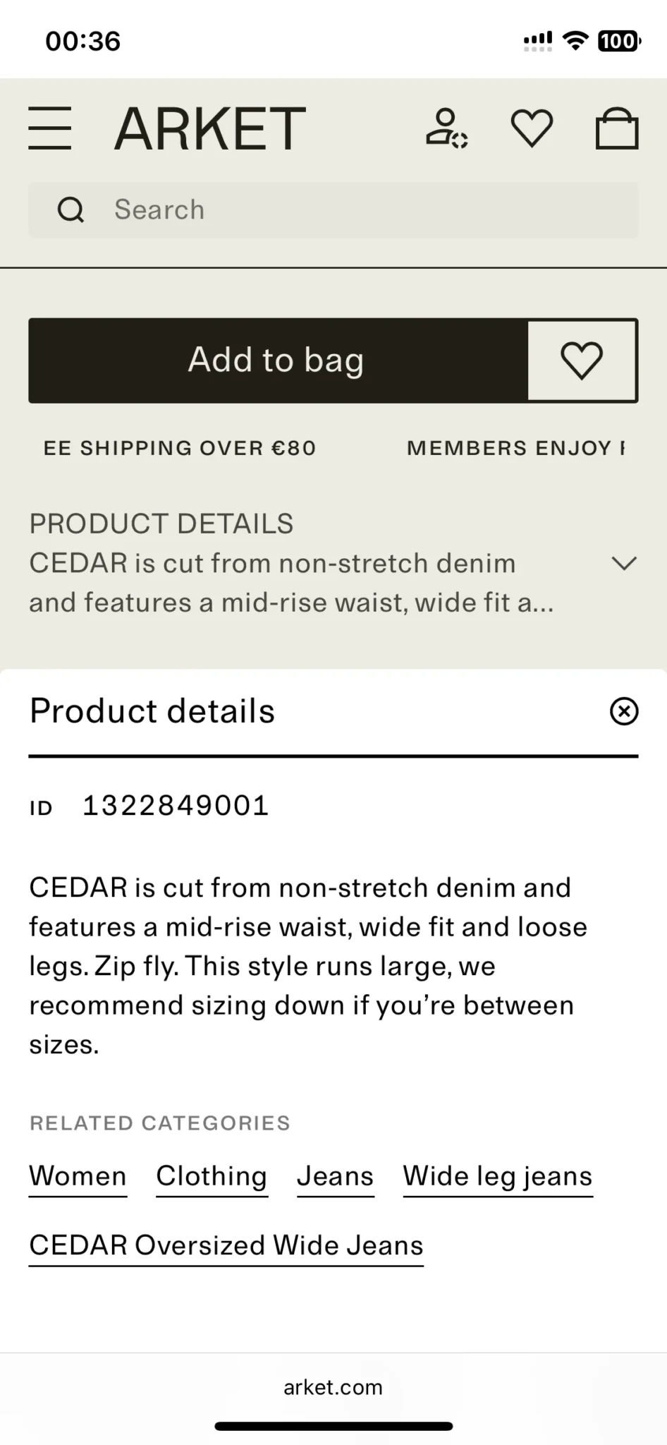 Image for Arket wide-leg jeans