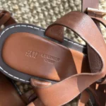Thumbnail for Brown heeled sandals made from genuine leather – Size 8