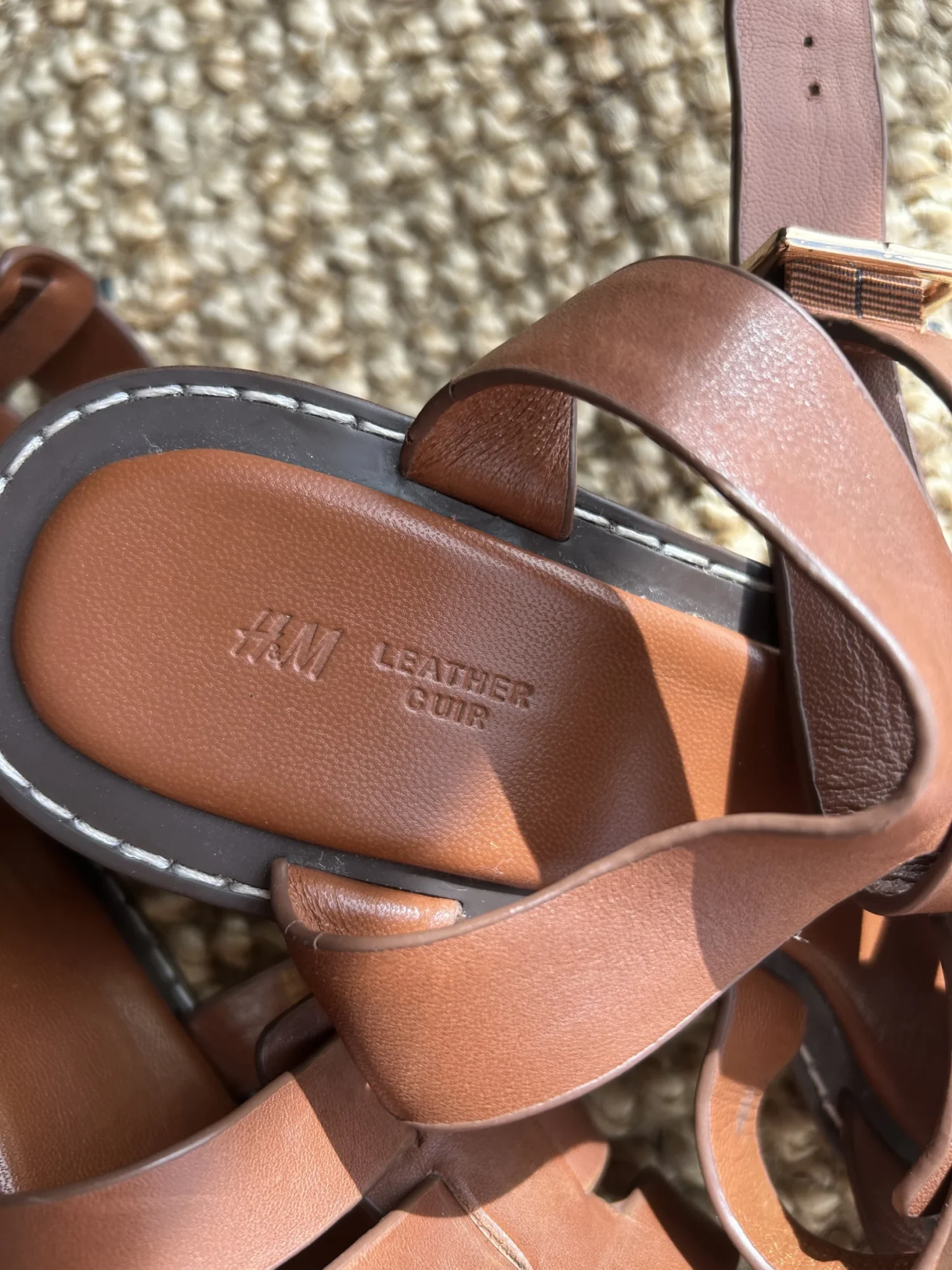 Image for Brown heeled sandals made from genuine leather – Size 8