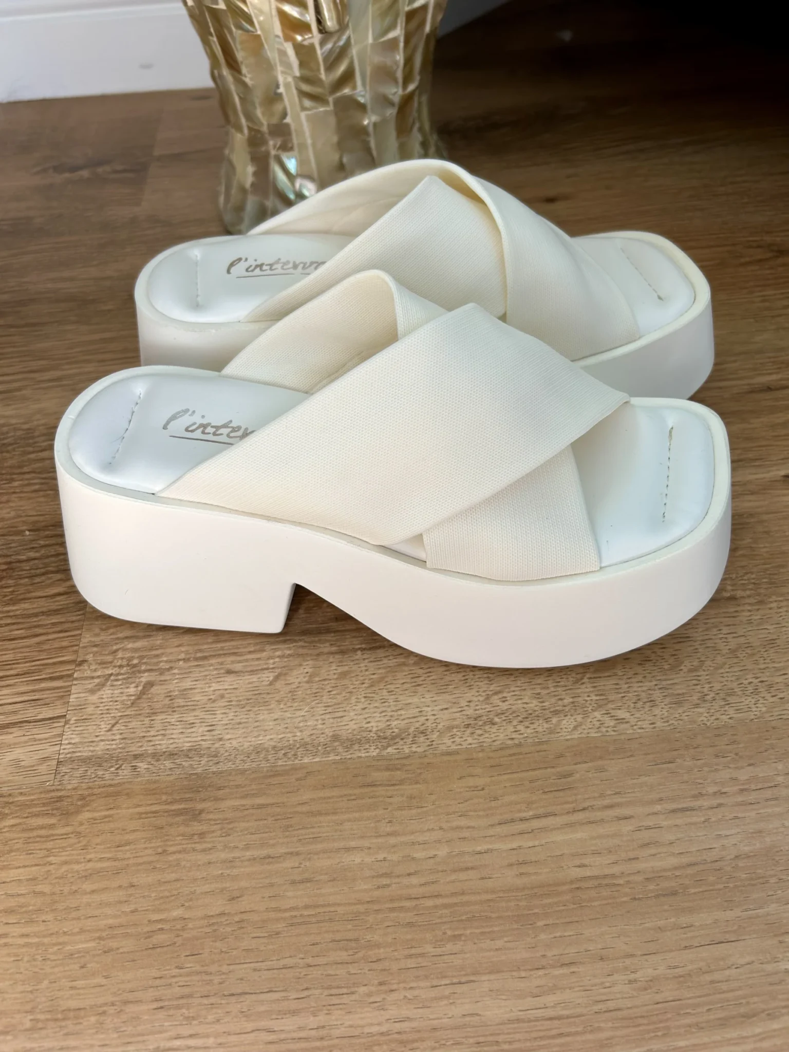 Image for White platform sandals