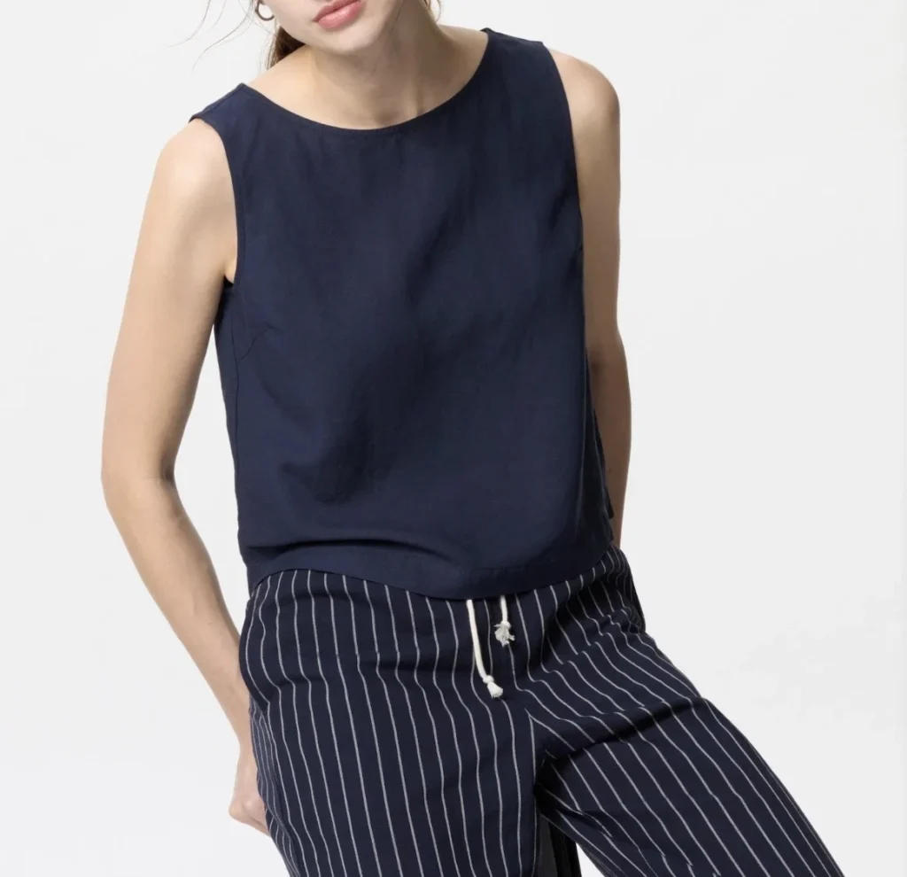 Image for Navy blue linen-blend camisole - Small