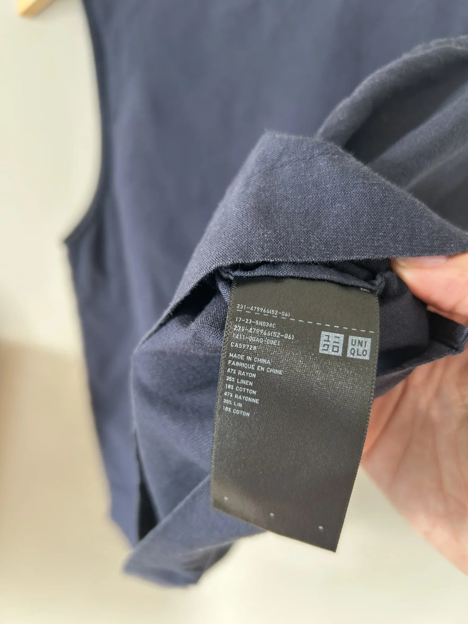 Image for Navy blue linen-blend camisole - Small