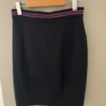 Thumbnail for Flattering navy Escada skirt that accentuates the waist