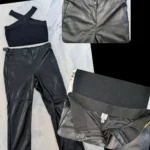 Featured thumbnail for Chic Evening Outfit – TRISTAN Faux Leather Trousers, Size 2 + Black Crop Top, Size M