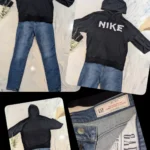 Featured thumbnail for Complete Outfit M – Black NIKE Hoodie with White Logo + GAP True Skinny Jeans, size 30