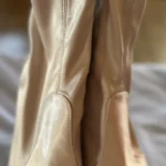 Thumbnail for Champagne-coloured satin heeled shoes