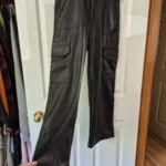 Thumbnail for Estee Brown faux leather high-waisted cargo trousers, size Small