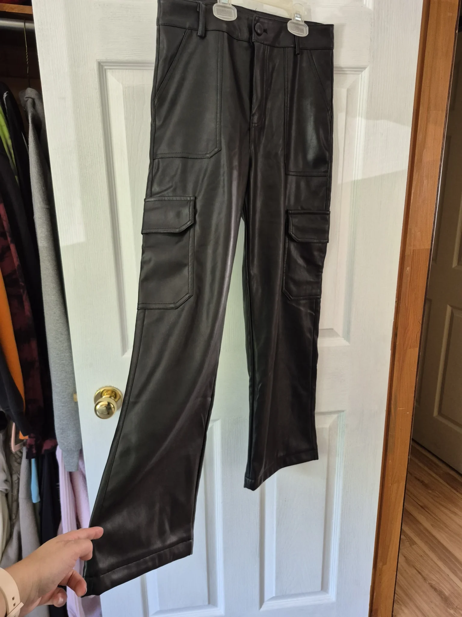 Image for Estee Brown faux leather high-waisted cargo trousers, size Small