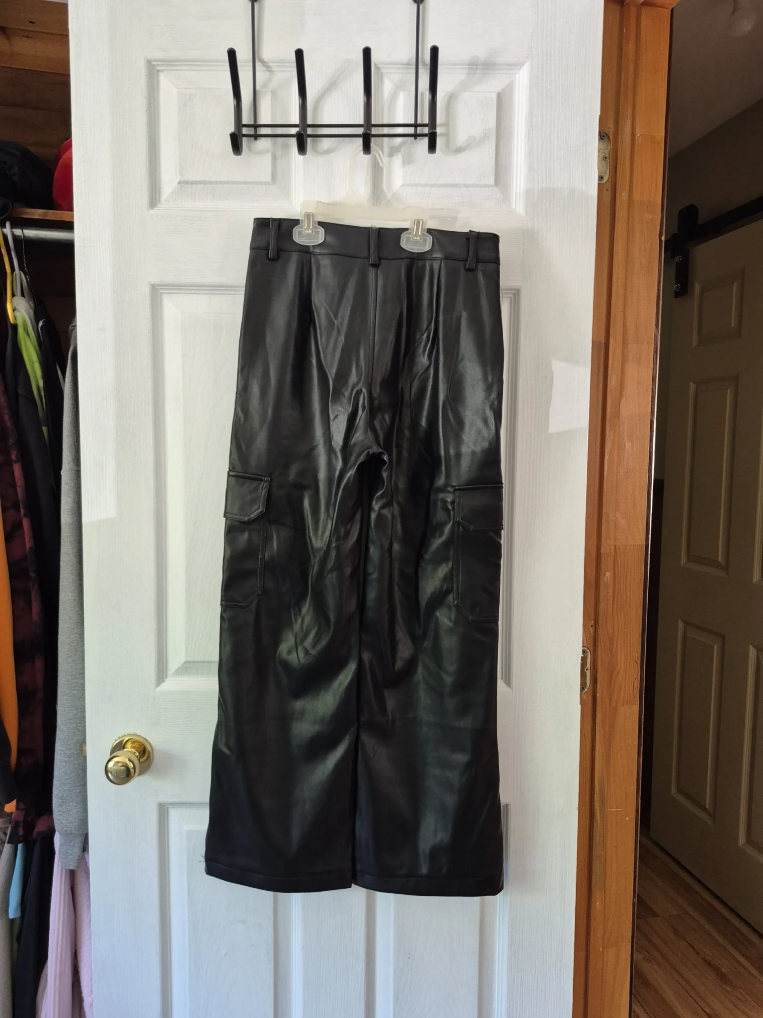 Image for Estee Brown faux leather high-waisted cargo trousers, size Small