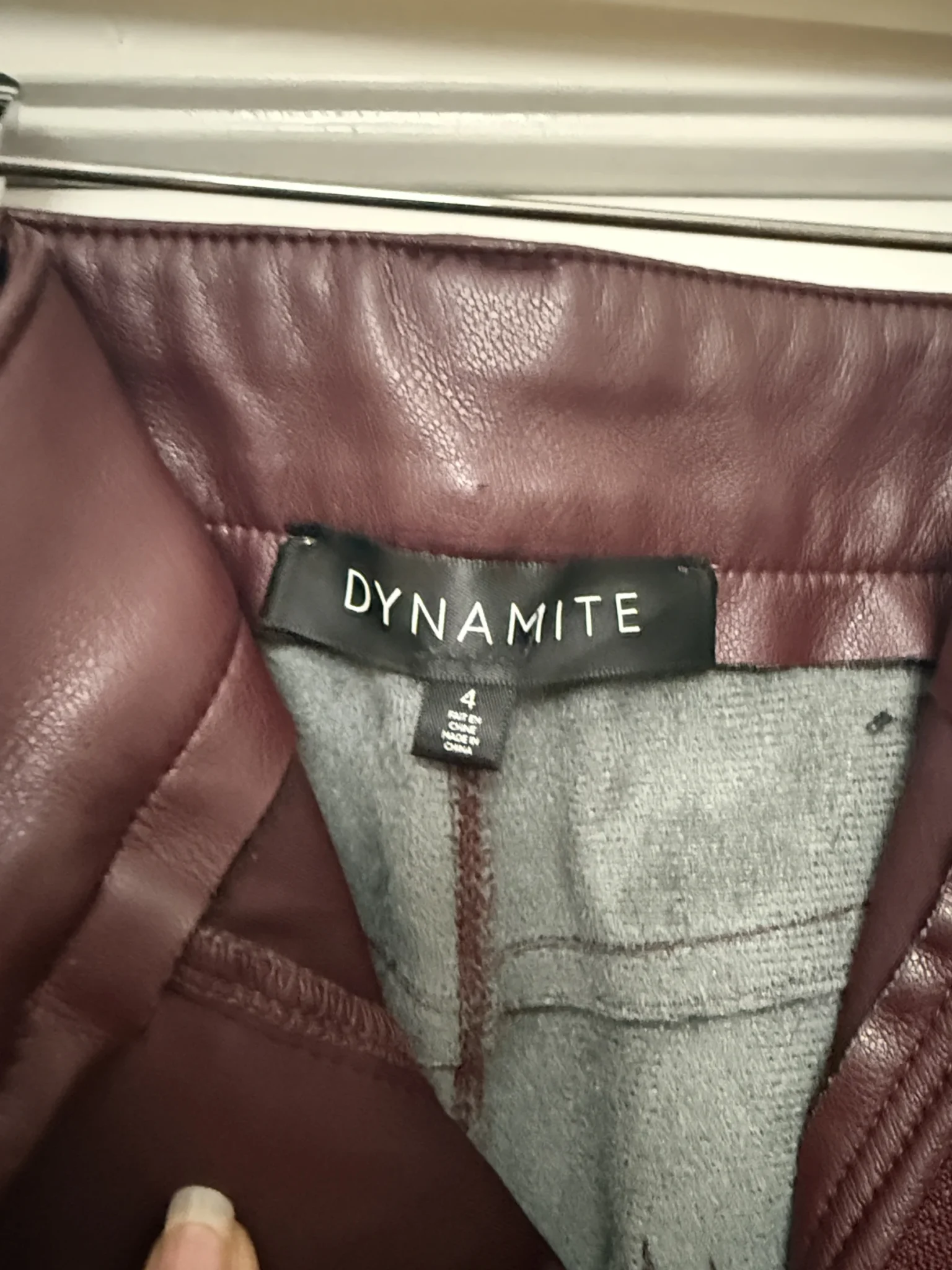 Image for Dynamite – Burgundy faux leather trousers