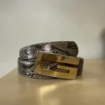 Featured thumbnail for Crocodile-effect belt with a gold ‘Guess’-style buckle