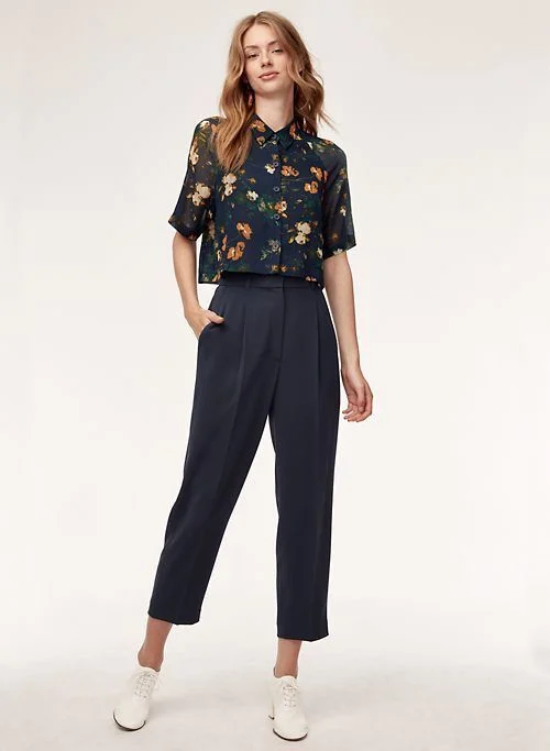 Aritzia Wilfred Henrietta Floral-Print Crop Short-Sleeved Blouse Aritzia seconde main