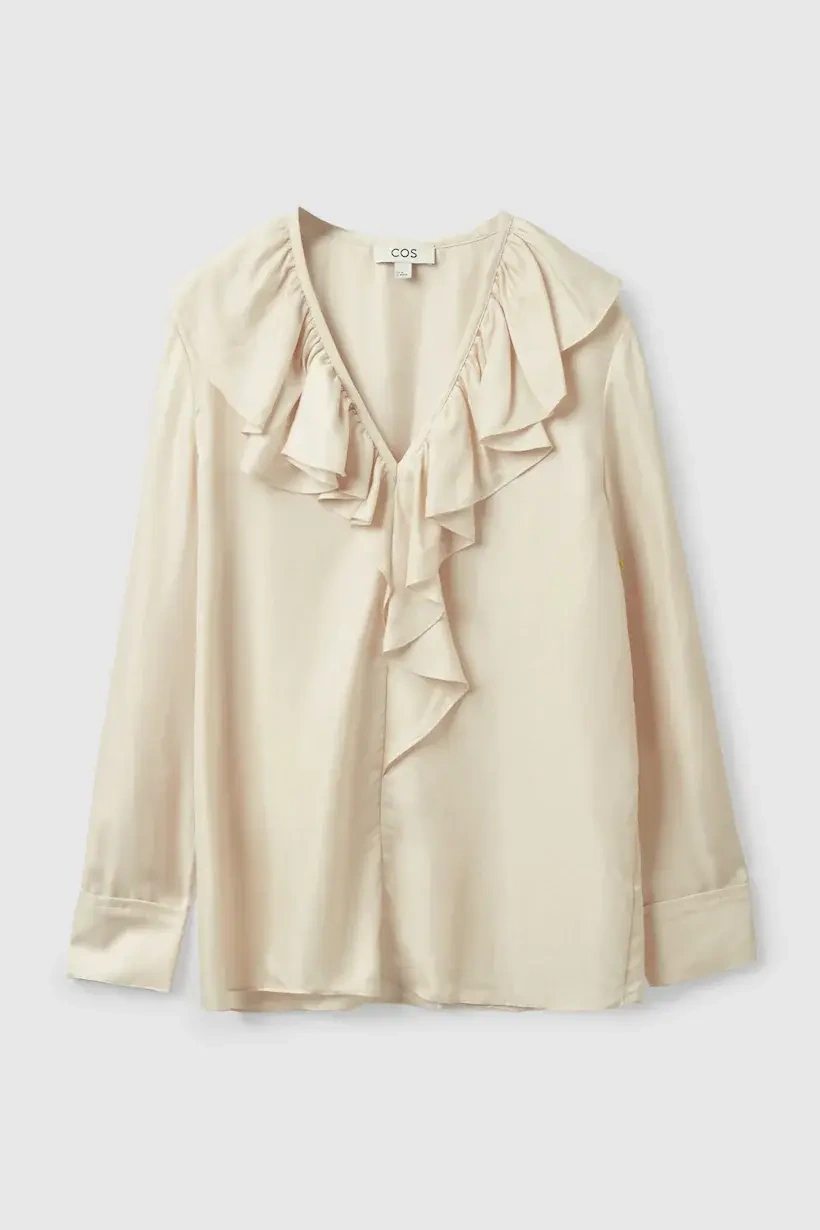 COS blouse, size 10, beige with ruffles COS seconde main