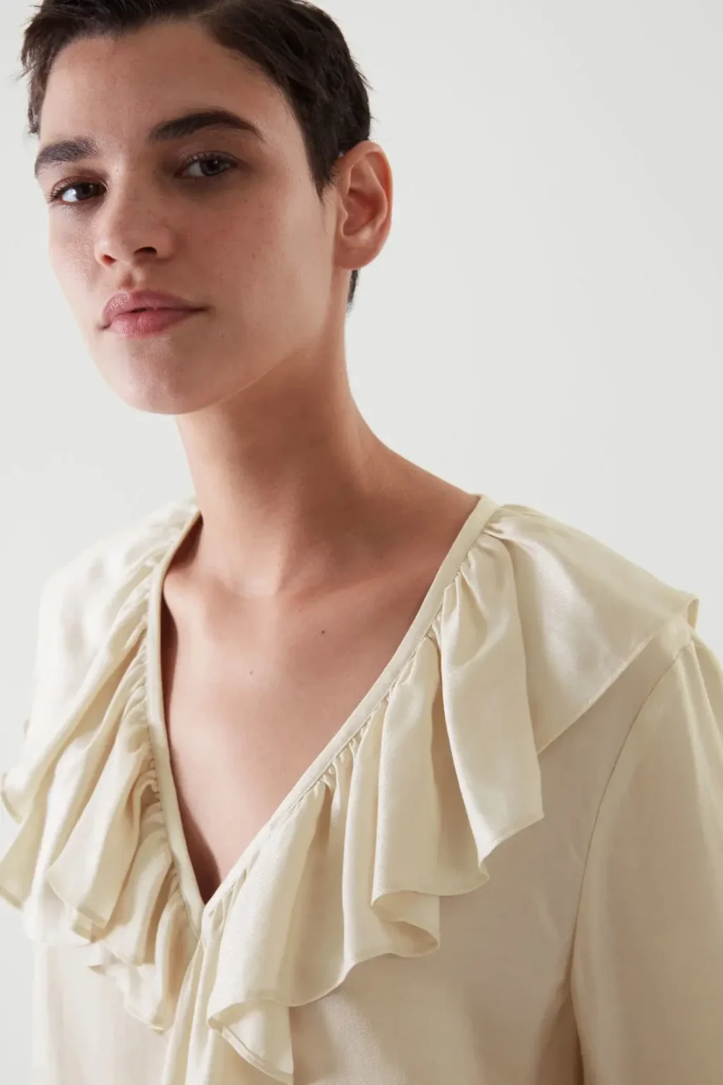Image for COS blouse, size 10, beige with ruffles