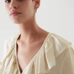 Thumbnail for COS blouse, size 10, beige with ruffles