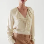 Thumbnail for COS blouse, size 10, beige with ruffles