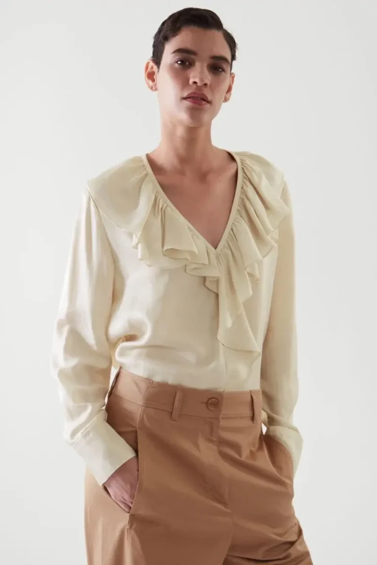 Image for COS blouse, size 10, beige with ruffles