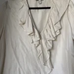 Thumbnail for COS blouse, size 10, beige with ruffles