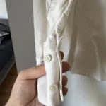 Thumbnail for COS blouse, size 10, beige with ruffles