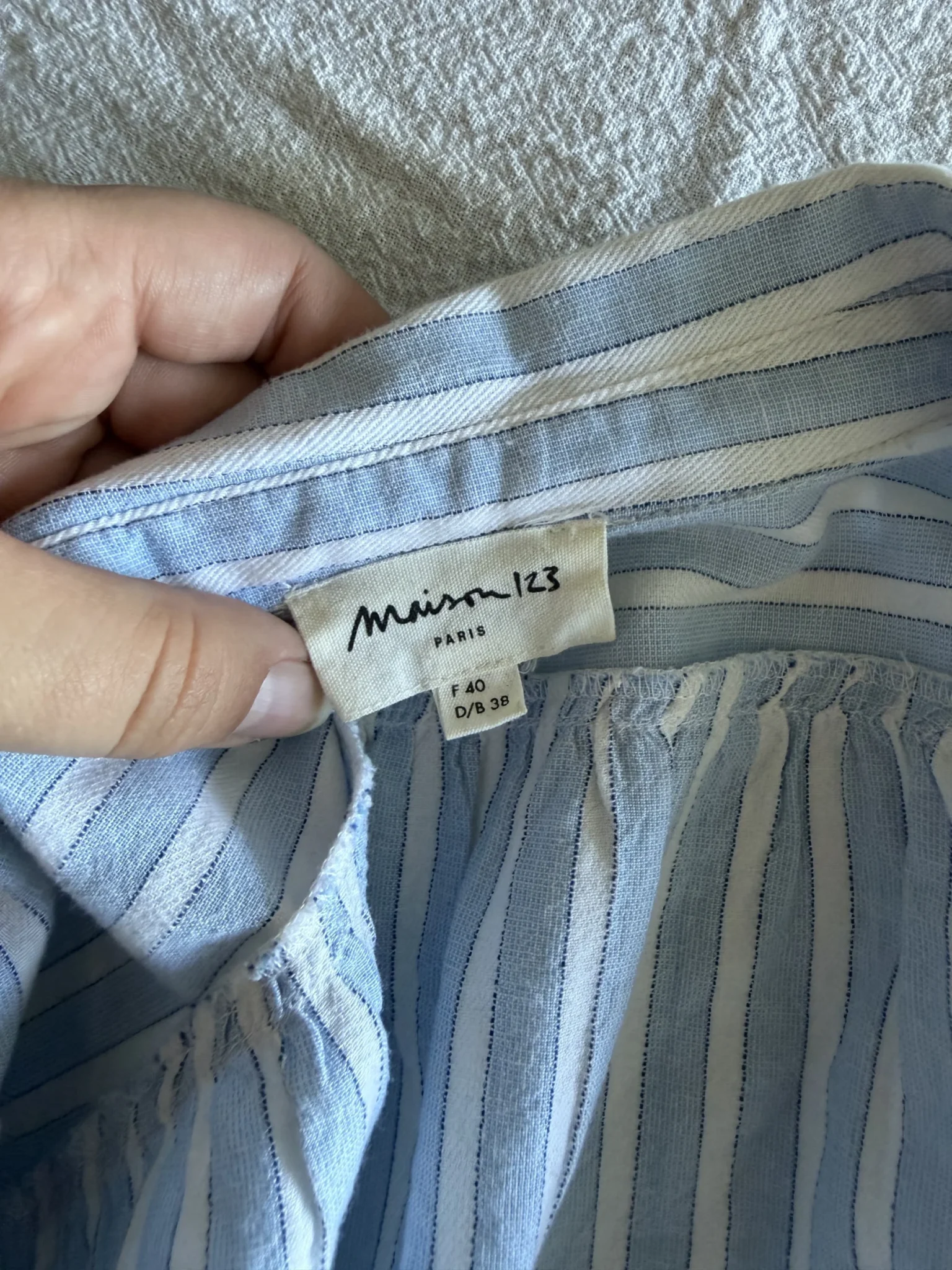 Image for Maison 123 shirt, size 40 FR (M/L), light blue with white stripes