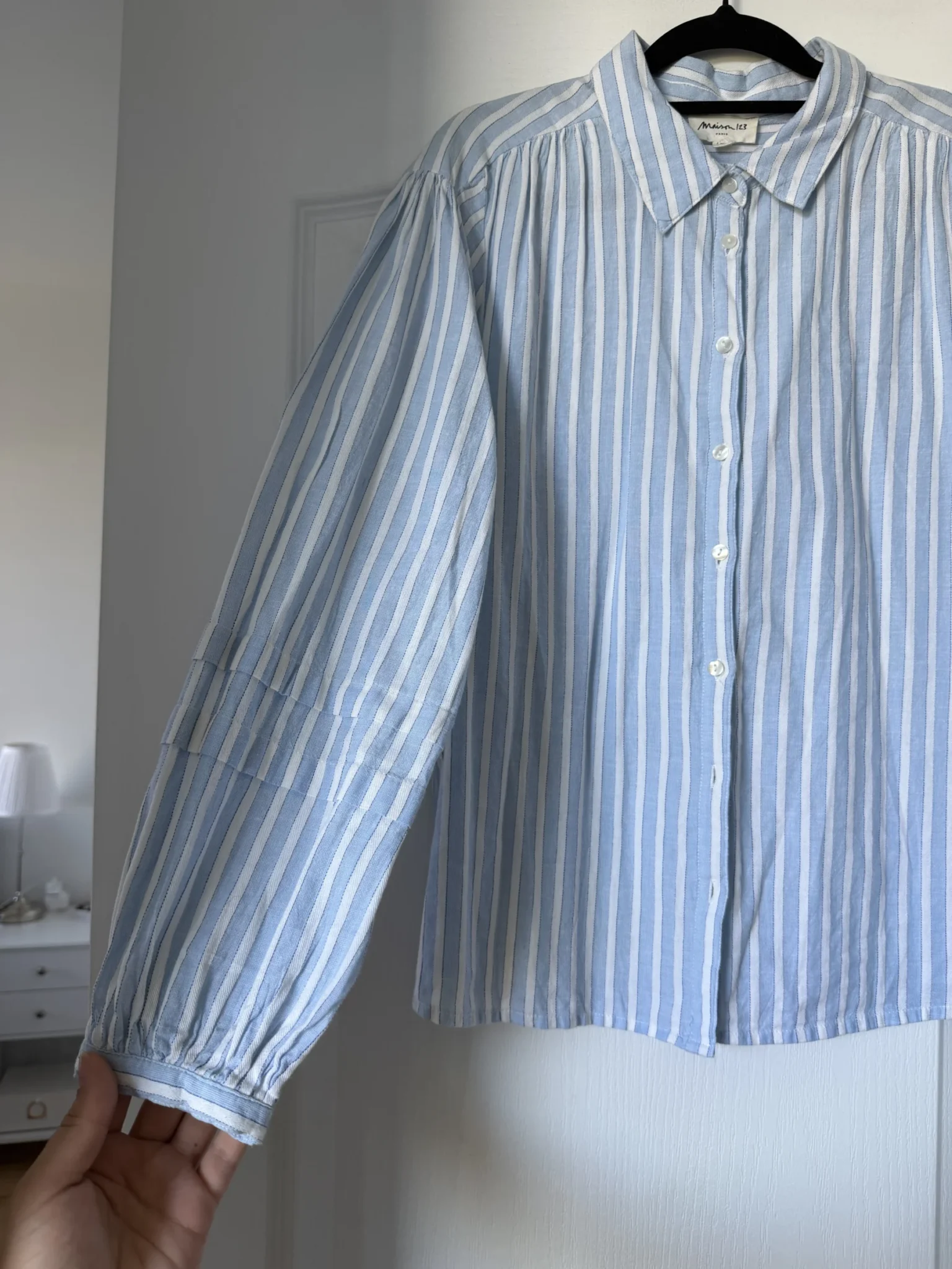 Image for Maison 123 shirt, size 40 FR (M/L), light blue with white stripes