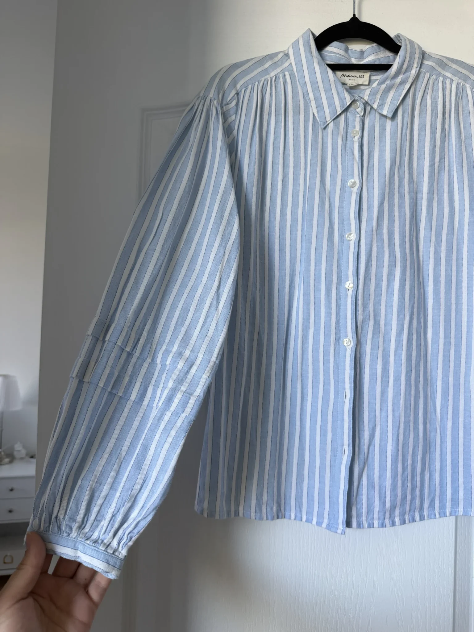Image for Maison 123 shirt, size 40 FR (M/L), light blue with white stripes
