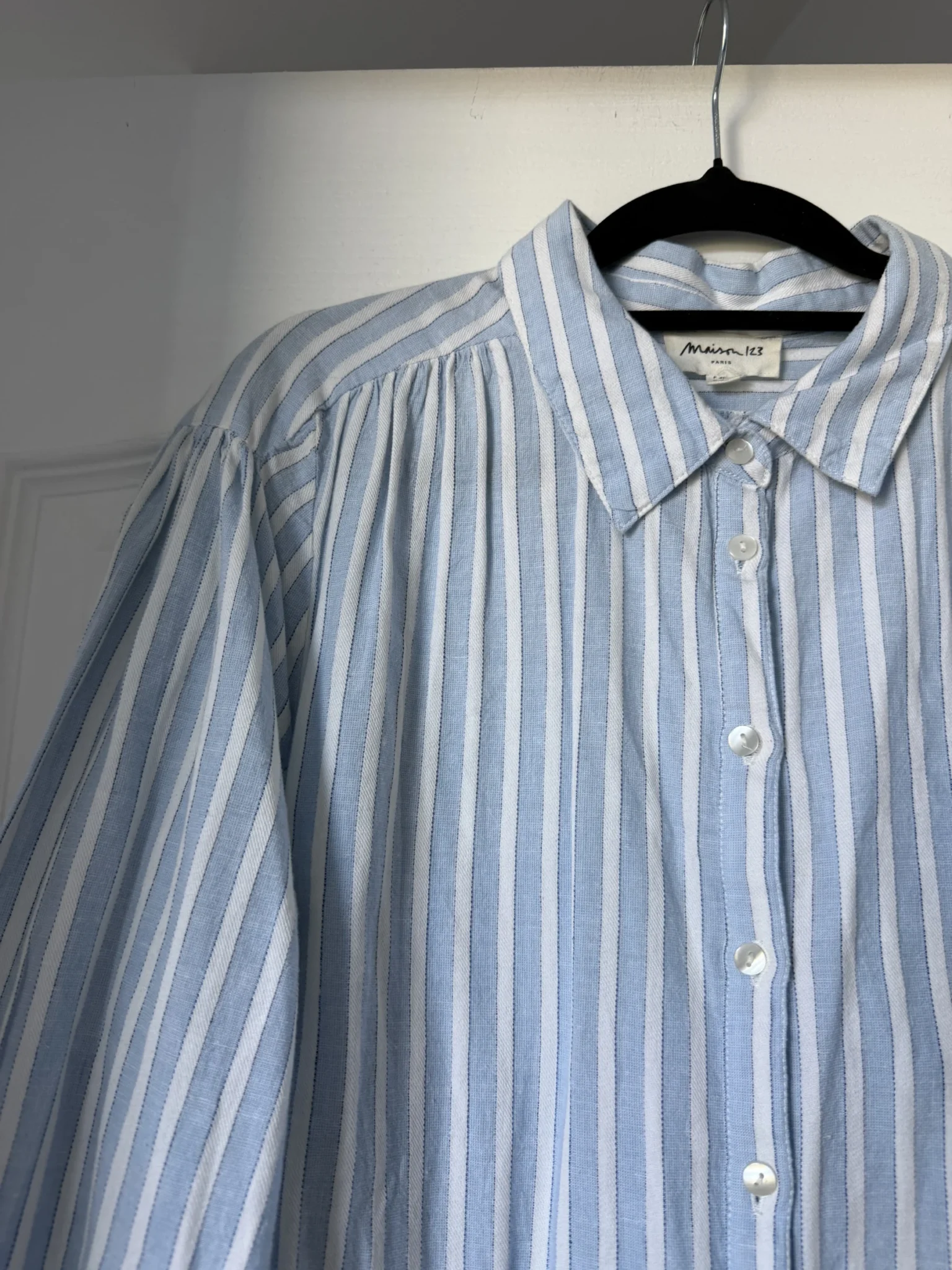 Image for Maison 123 shirt, size 40 FR (M/L), light blue with white stripes