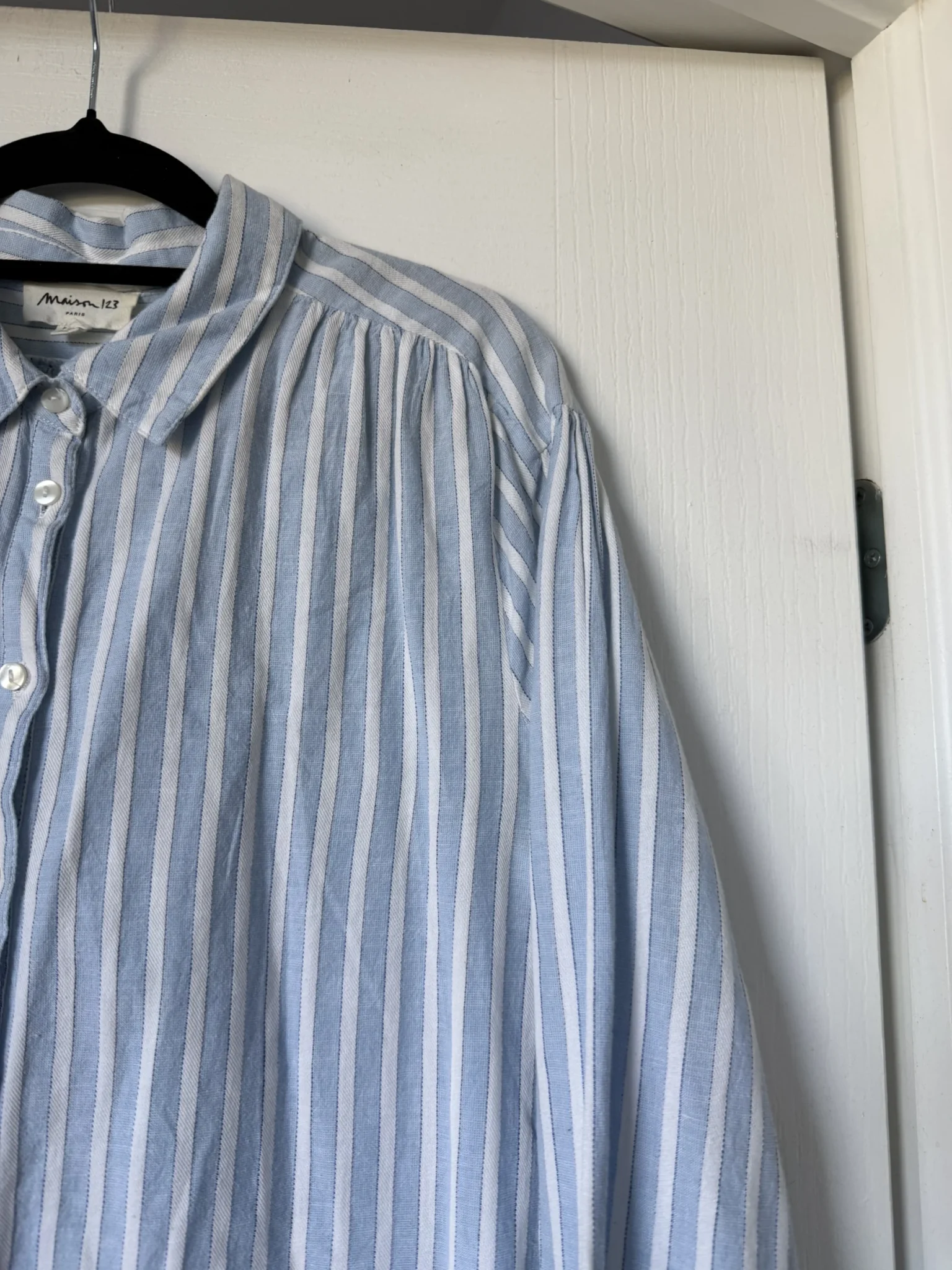 Image for Maison 123 shirt, size 40 FR (M/L), light blue with white stripes