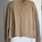 Featured thumbnail for Tommy Hilfiger jumper with a trucker collar, size S, light brown