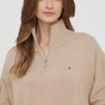 Thumbnail for Tommy Hilfiger jumper with a trucker collar, size S, light brown