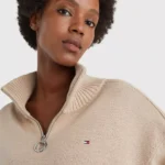 Thumbnail for Tommy Hilfiger jumper with a trucker collar, size S, light brown