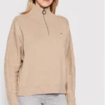 Thumbnail for Tommy Hilfiger jumper with a trucker collar, size S, light brown